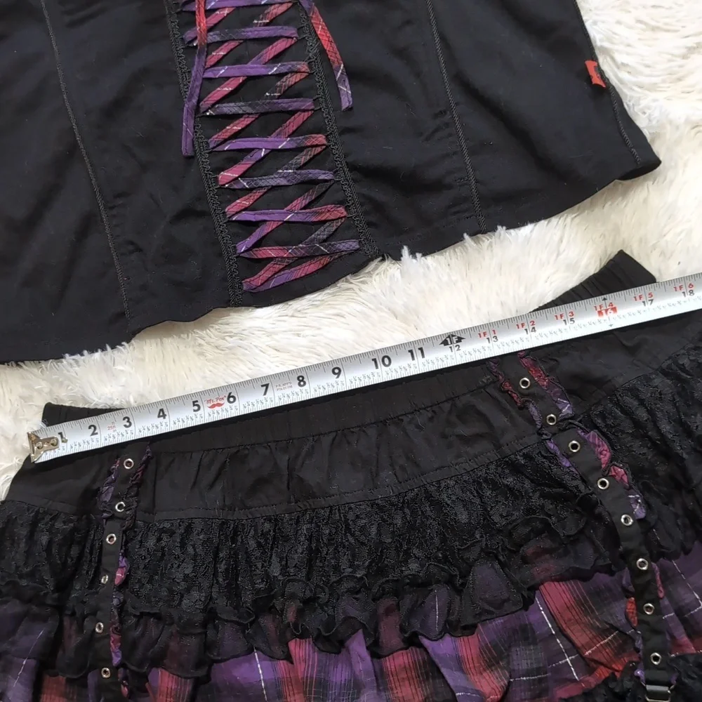 Y2K Vintage Tripp NYC 2 Piece Lace Up Corset & Garter Skirt Set XL/XXL